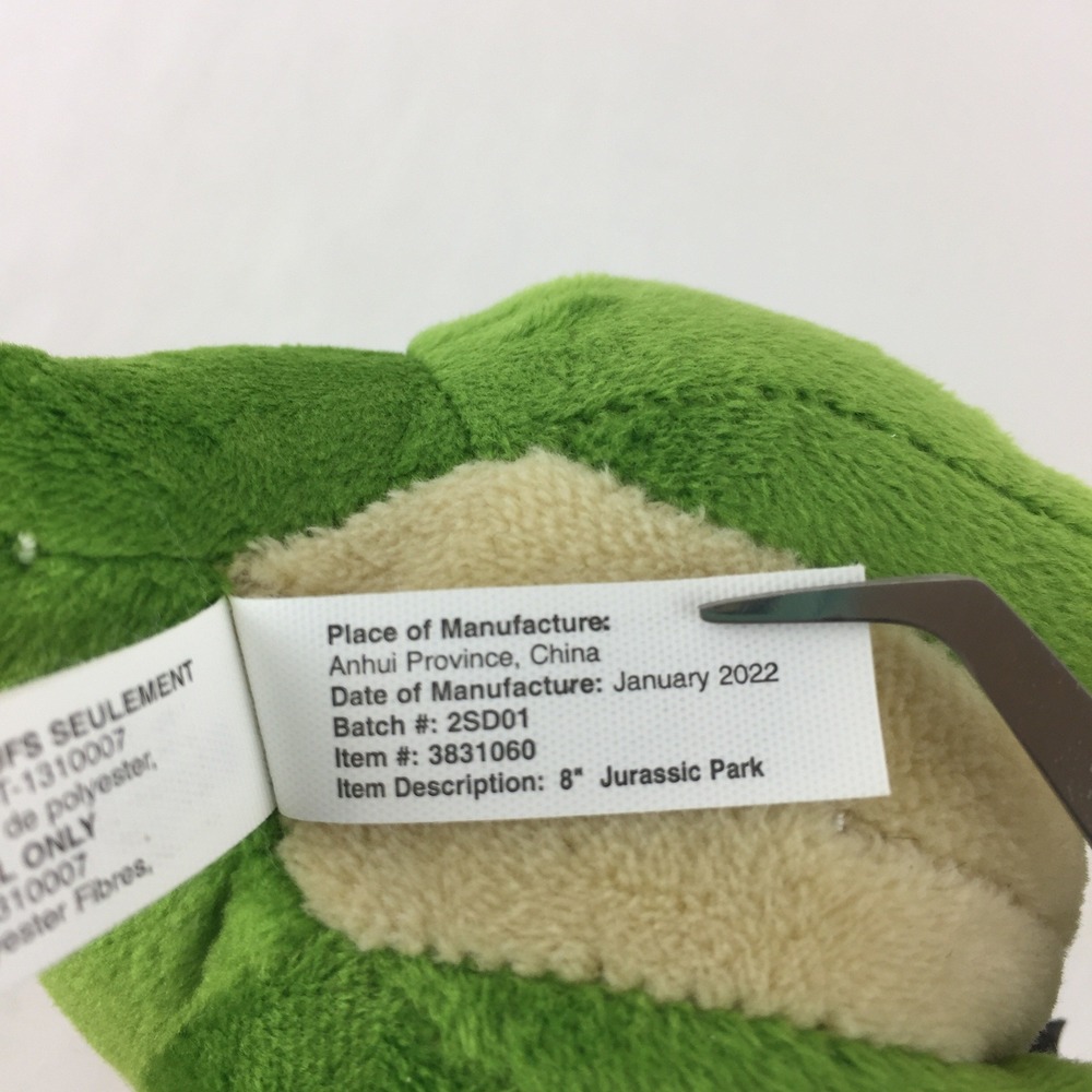 Jurassic Park Velociraptor Plush 6" Green Dinosaur 2022 Striped Toy Factory - Picture 8 of 9